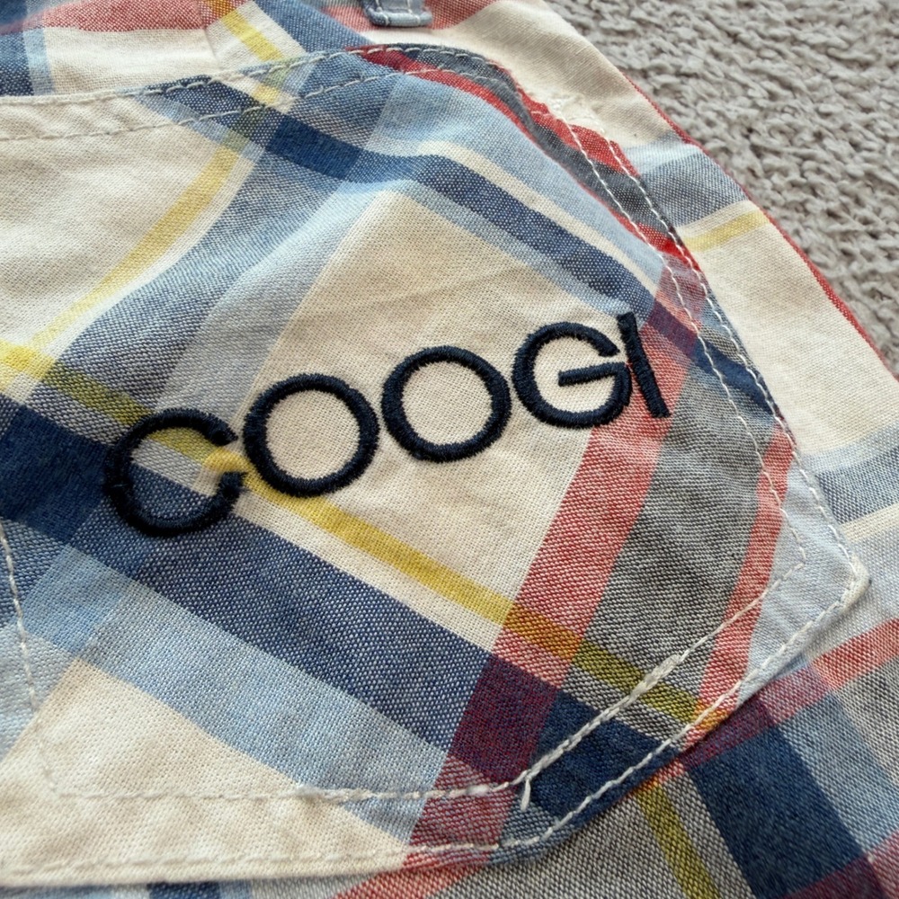 COOGI Boys Plaid Shorts Size 7 Multi Color Australian Flag Patch Y2K Streetwear - Picture 4 of 6